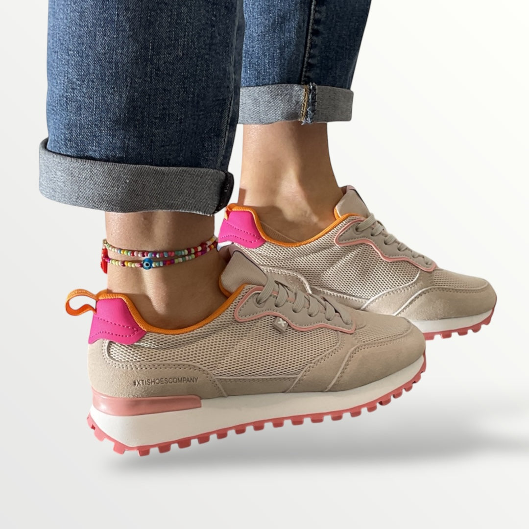 Sneakers donna xty shoes 143613 beige e Fuxia