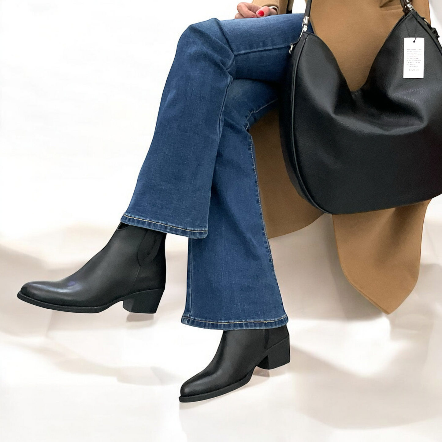Texano in pelle nero