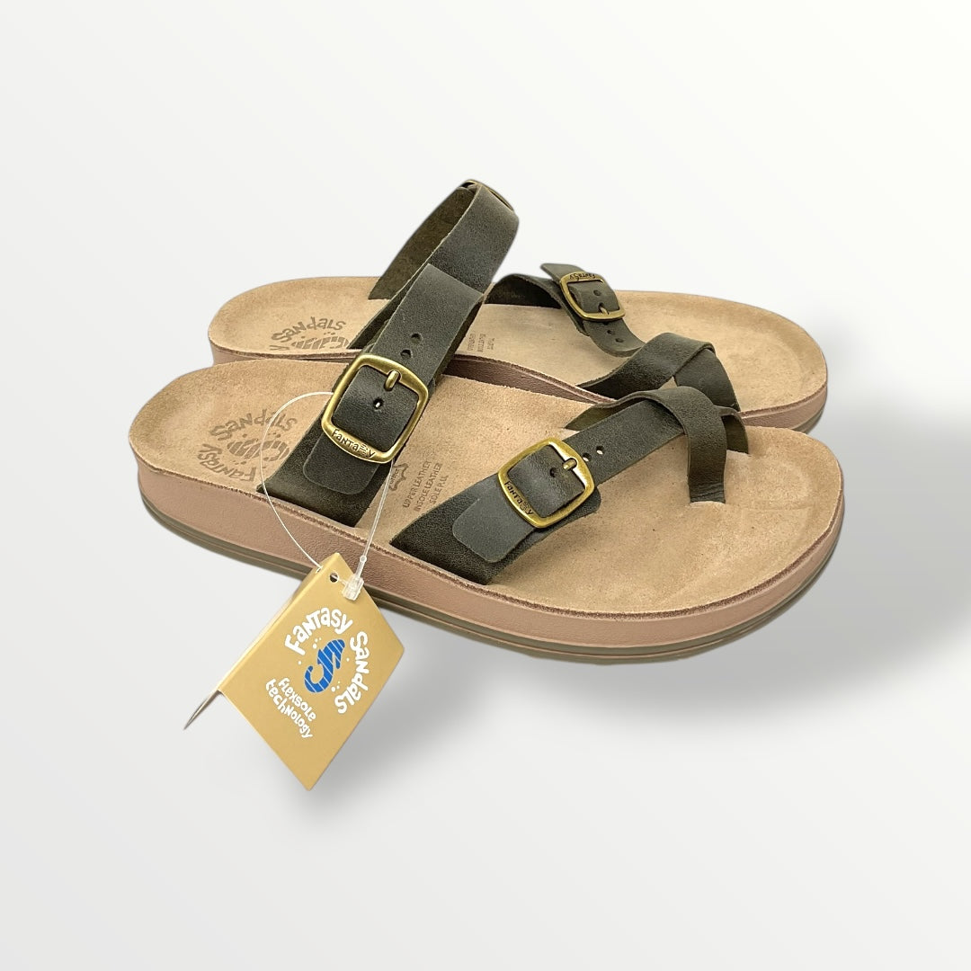 Sandalo FANTASY SANDALS pelle verde bosco S346 Caterina