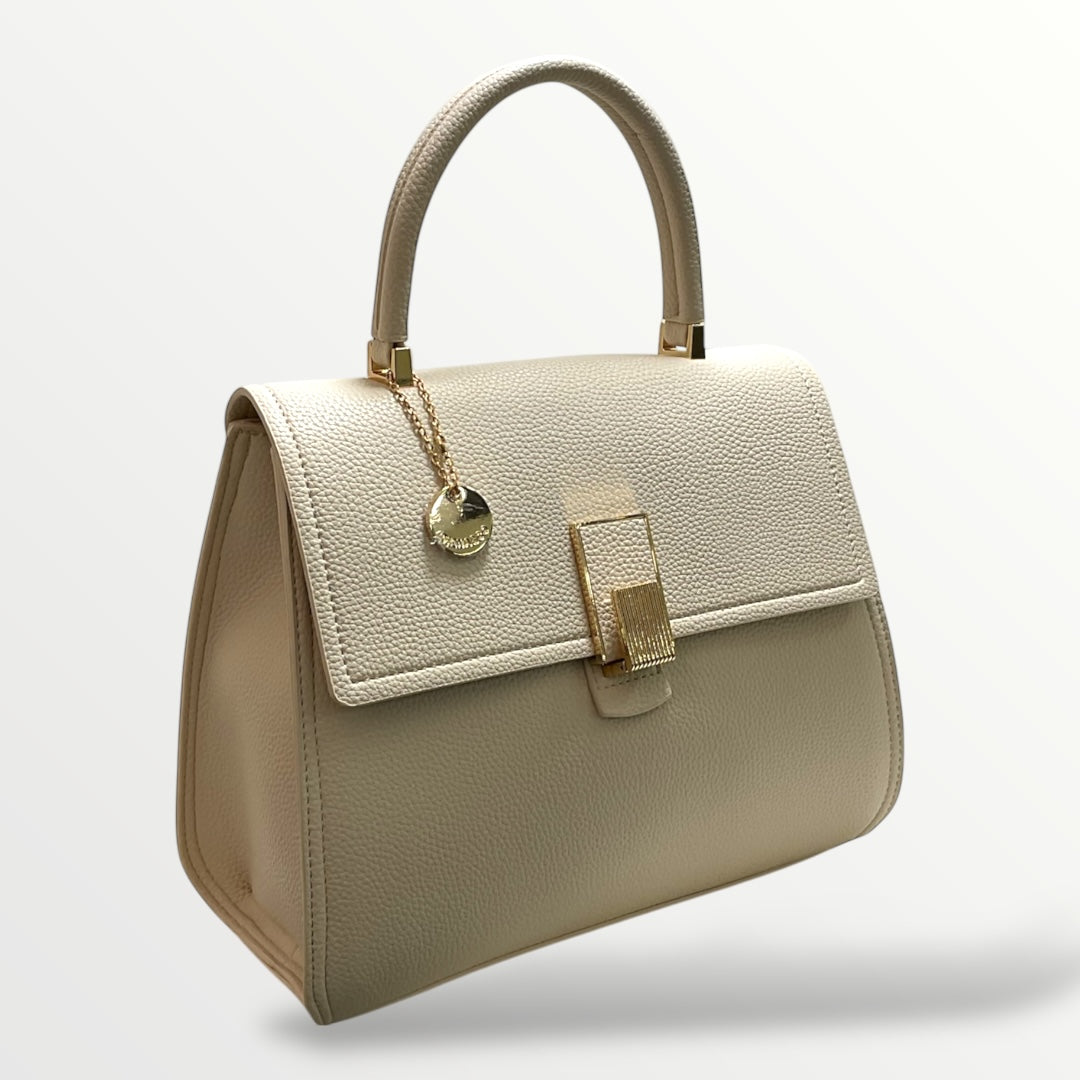 Borsa donna burro con applicazione oro e tracolla interna 125 burro