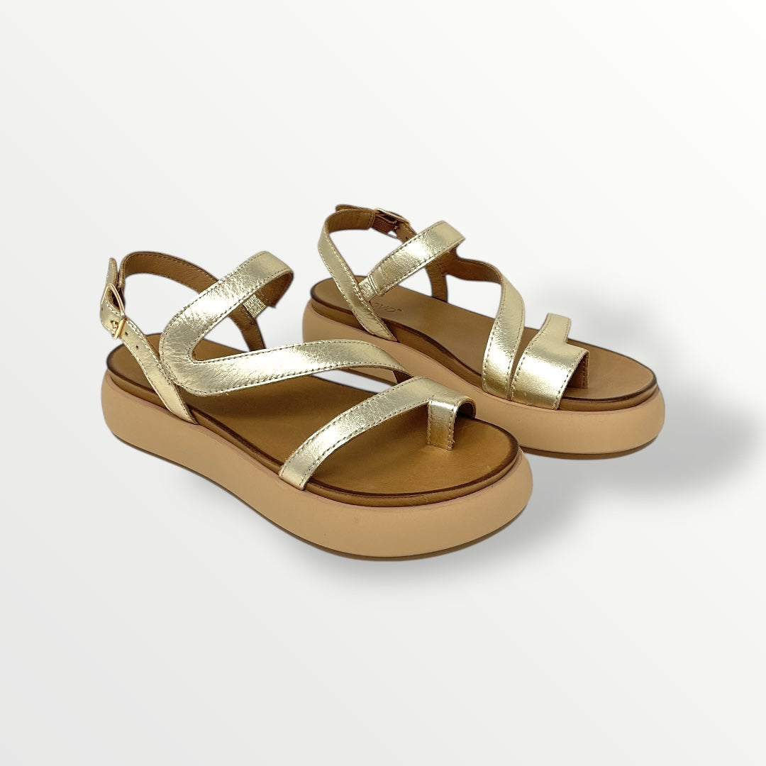 Sandalo pelle platino INUOVO A96003 gold