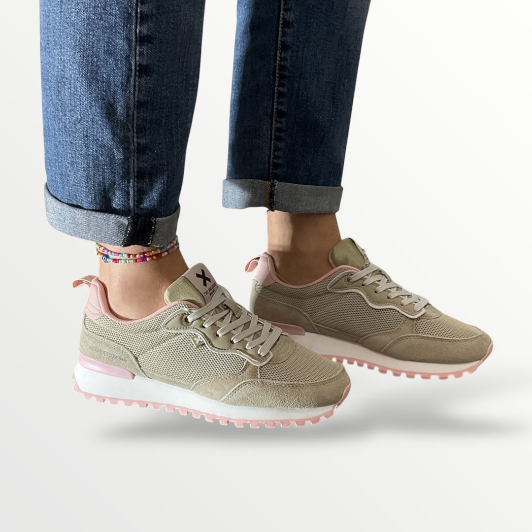 Sneakers donna xty 143613 beige e rosa