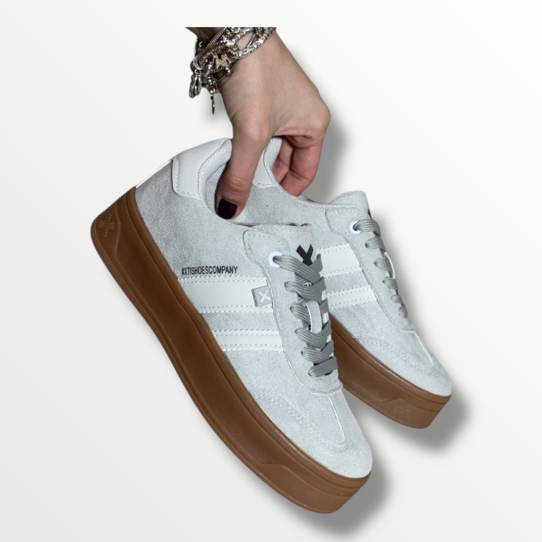 Sneakers camoscio grigio perla xty shoes 143644 grigio