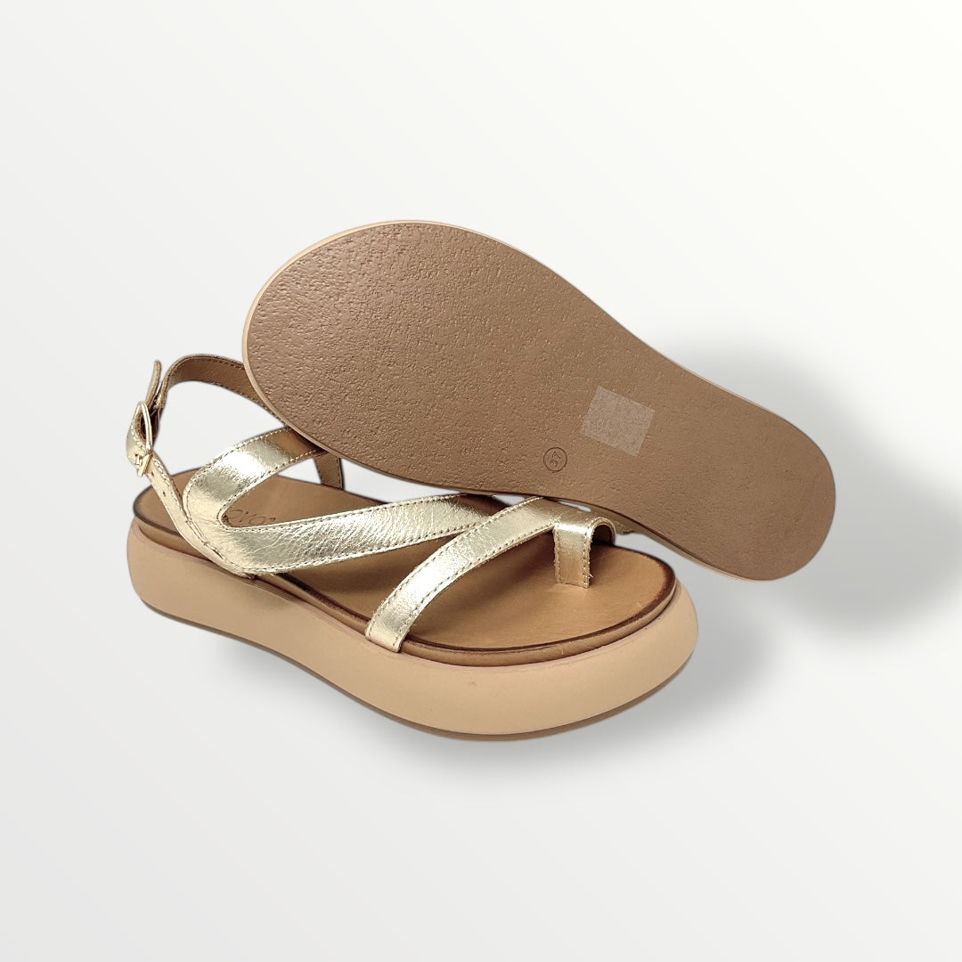 Sandalo pelle platino INUOVO A96003 gold