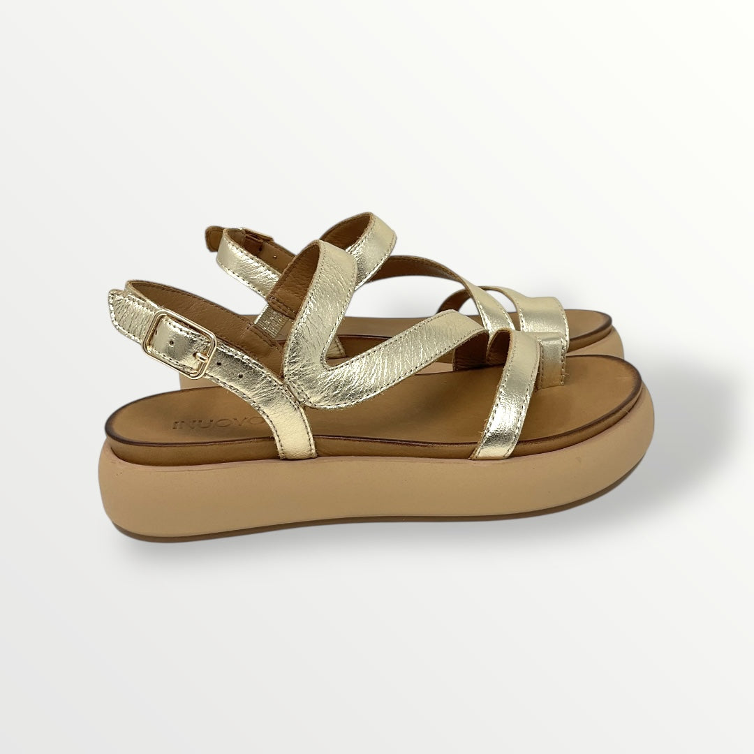 Sandalo pelle platino INUOVO A96003 gold
