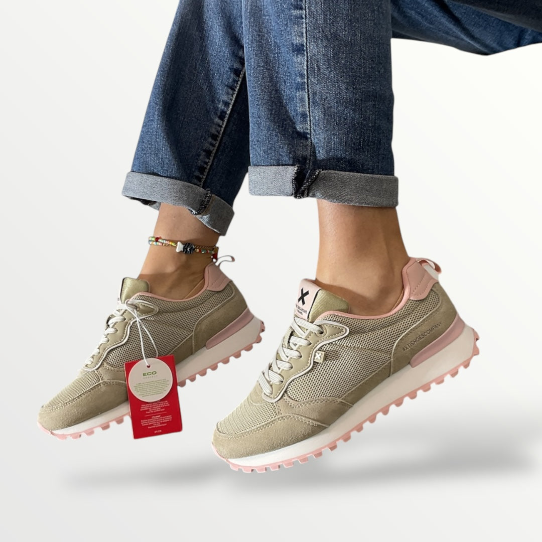 Sneakers donna xty 143613 beige e rosa