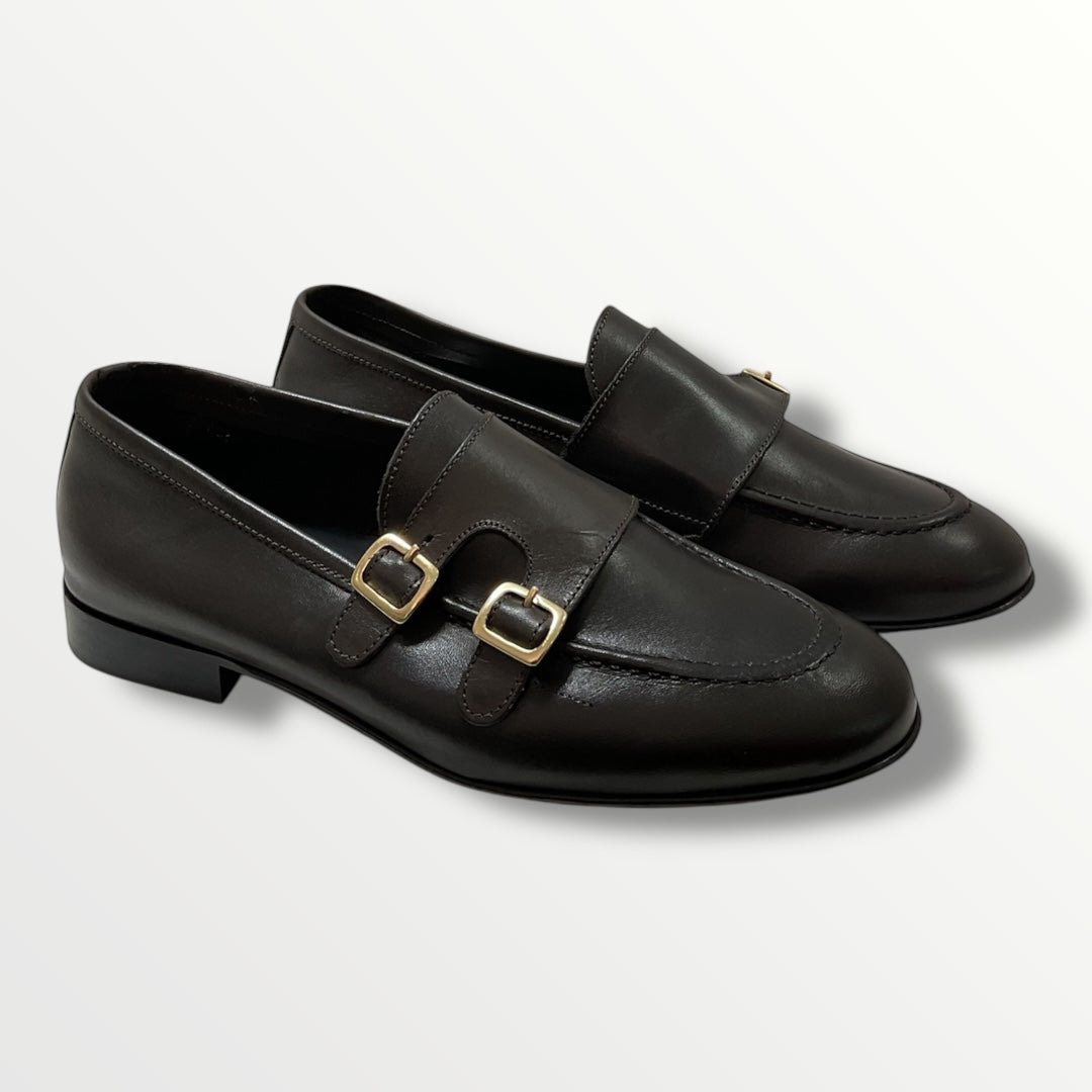 Mocassino modello monk-strap in nappa t.moro 027cu pelle t.moro