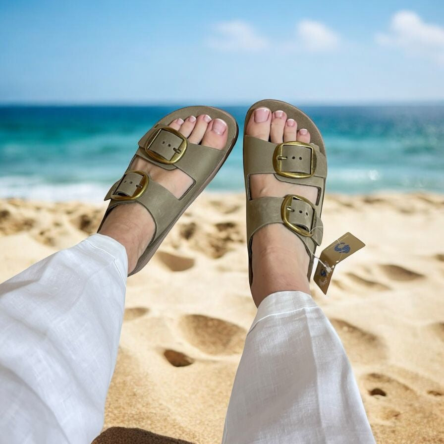 Sandalo fantasy SANDALS nabuk verde zeppa 4cm s1100 Zefi