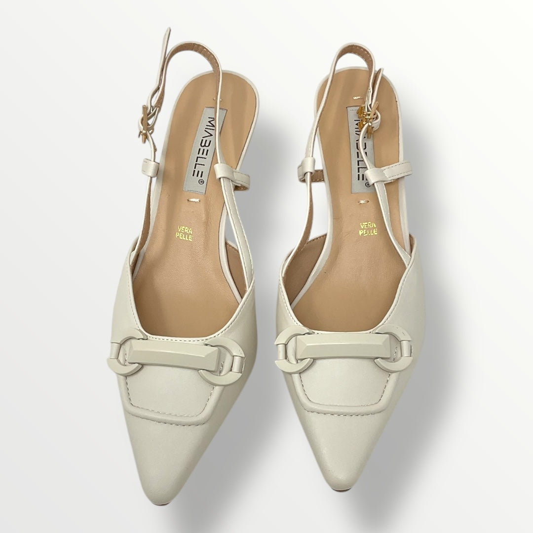 Chanel con applicazione panna tacco 5cm MIABELLE MB33 panna
