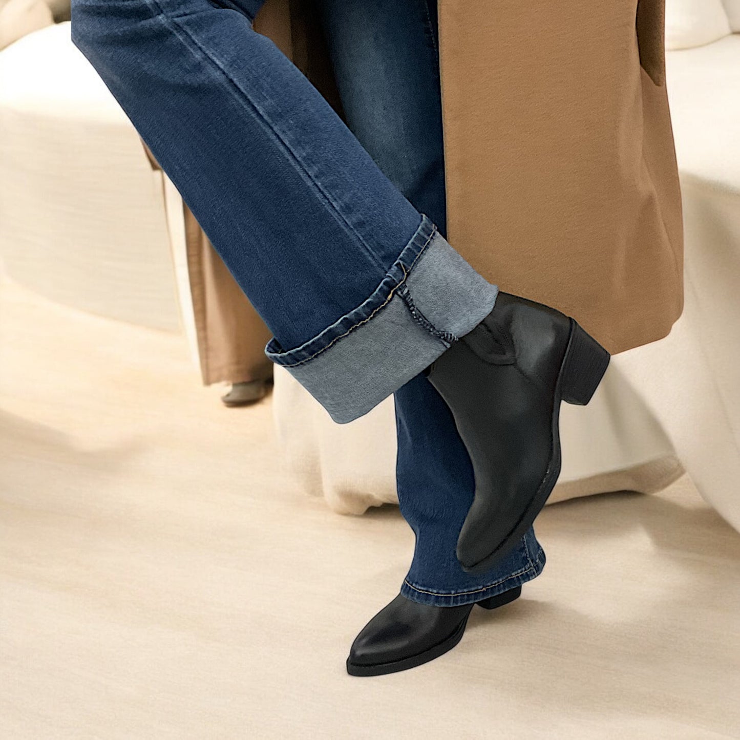 Texano in pelle nero