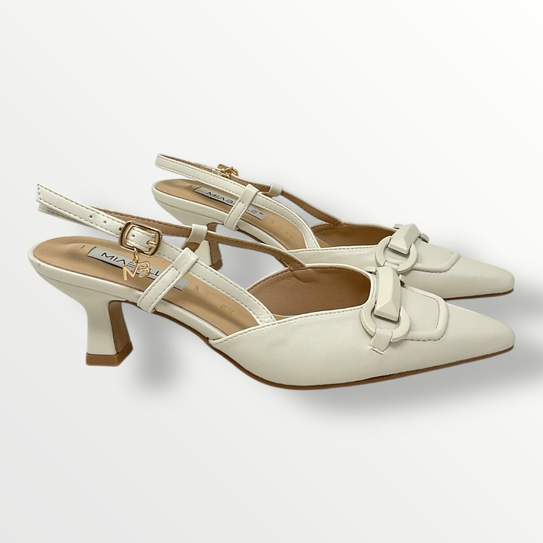 Chanel con applicazione panna tacco 5cm MIABELLE MB33 panna