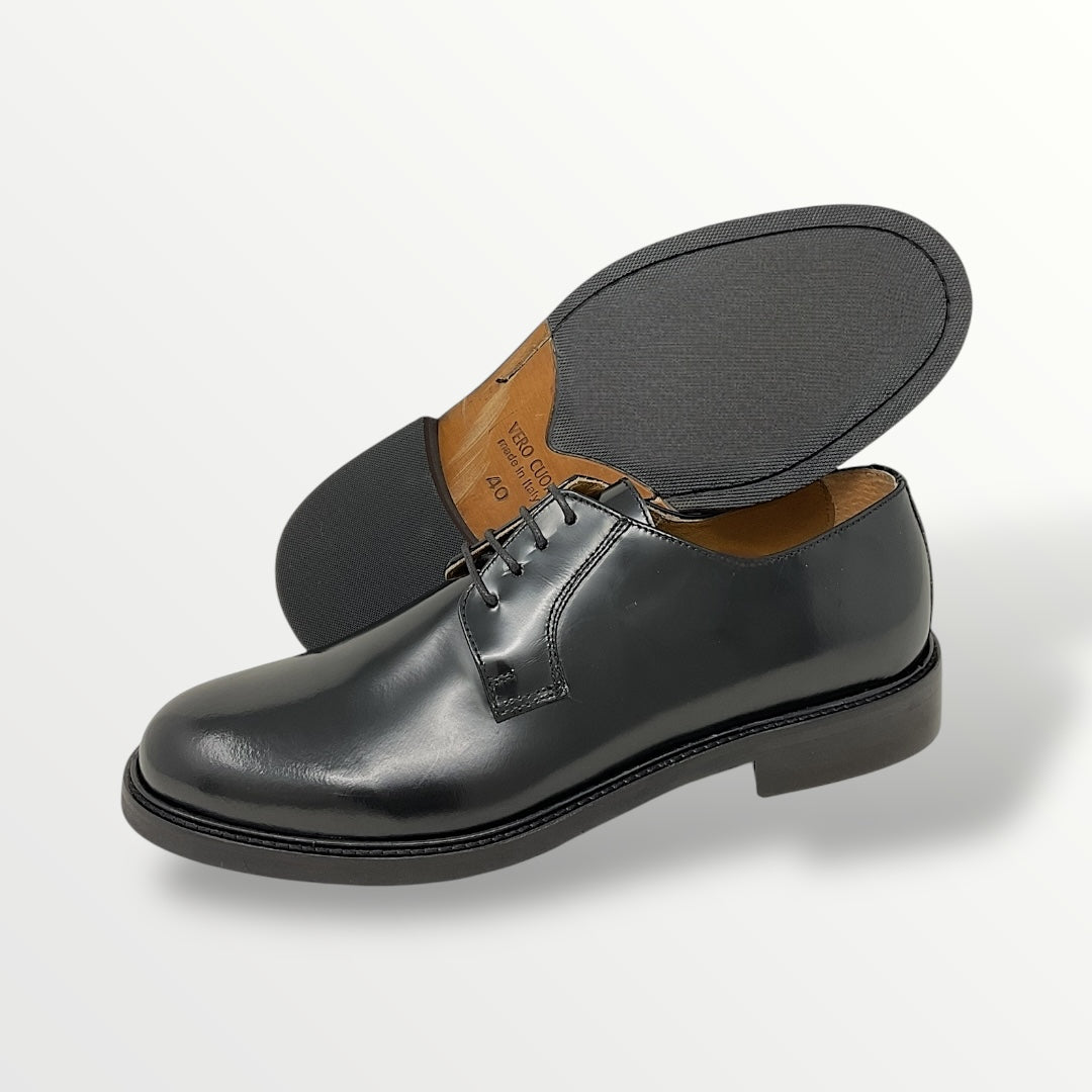 Derby pelle abrasivato lucido nero LP5800
