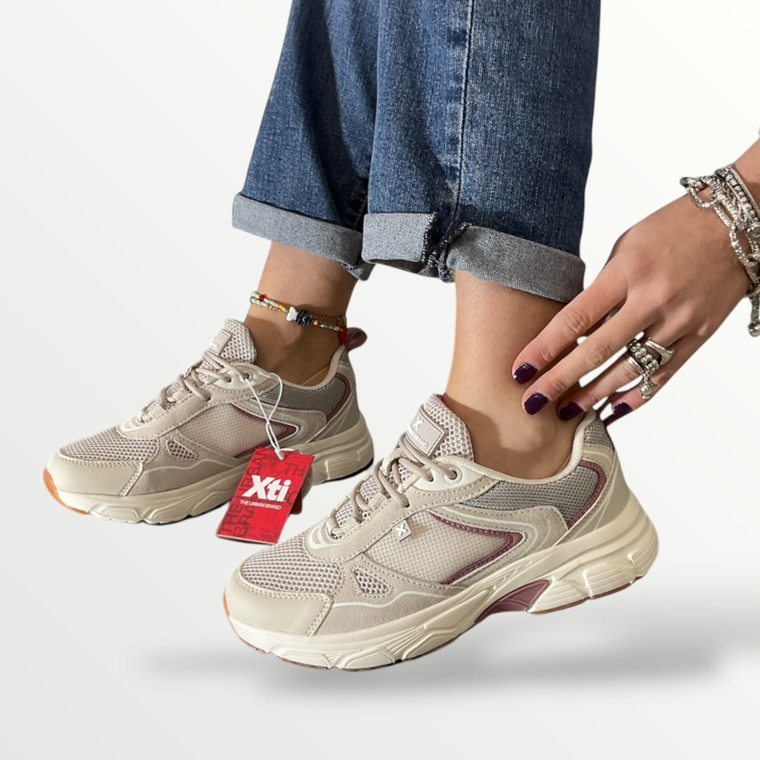 Sneakers xty beige e lilla 143621 beige