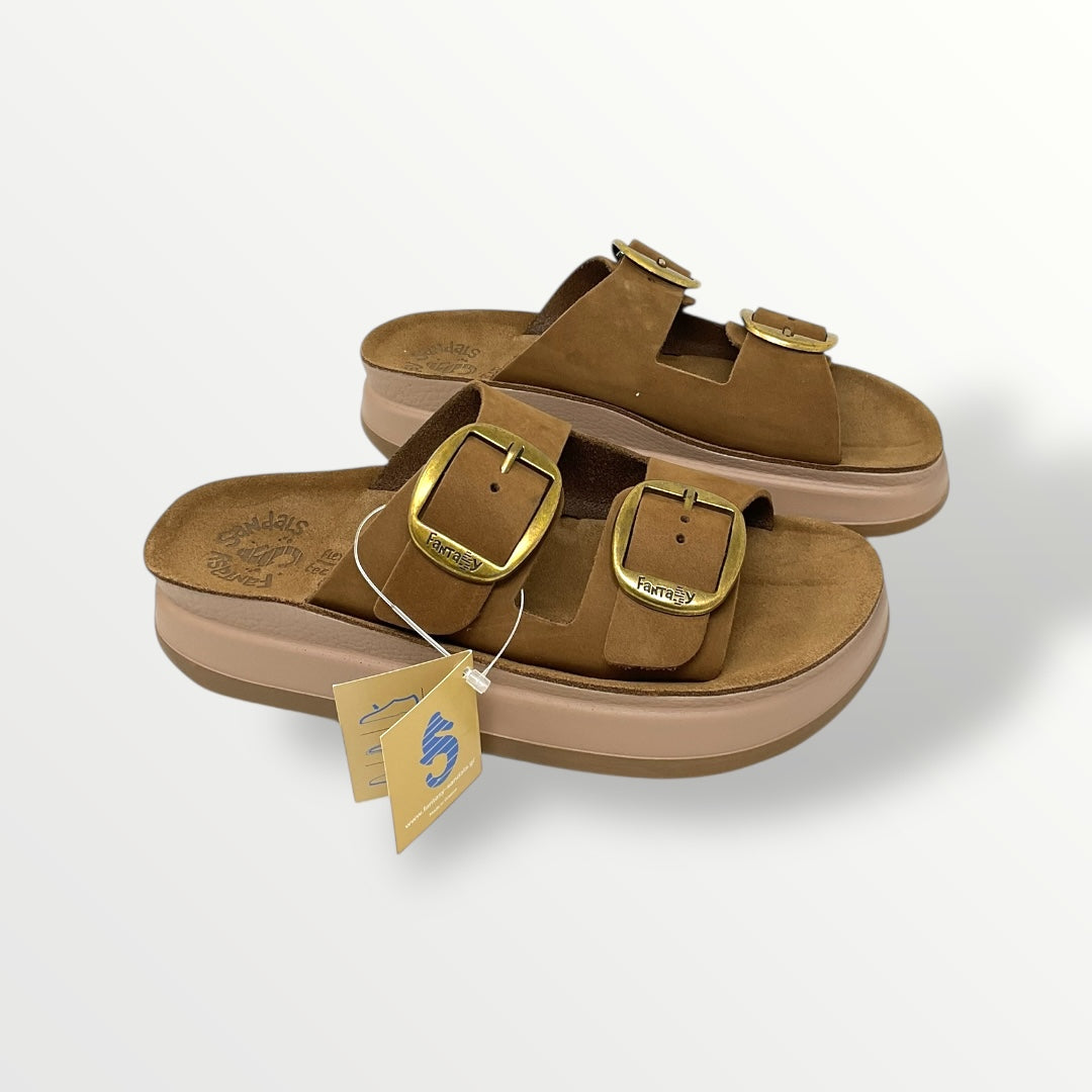 Sandalo FANTASY SANDALS in nabuk cuoio zeppa 4cm s1100 zefi