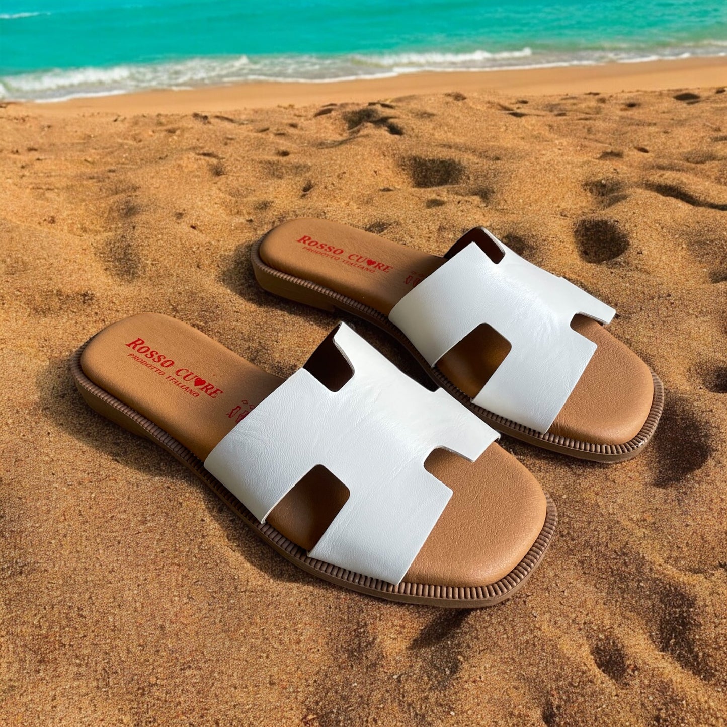 Ciabattina modello hermes in pelle bianca art : Positano