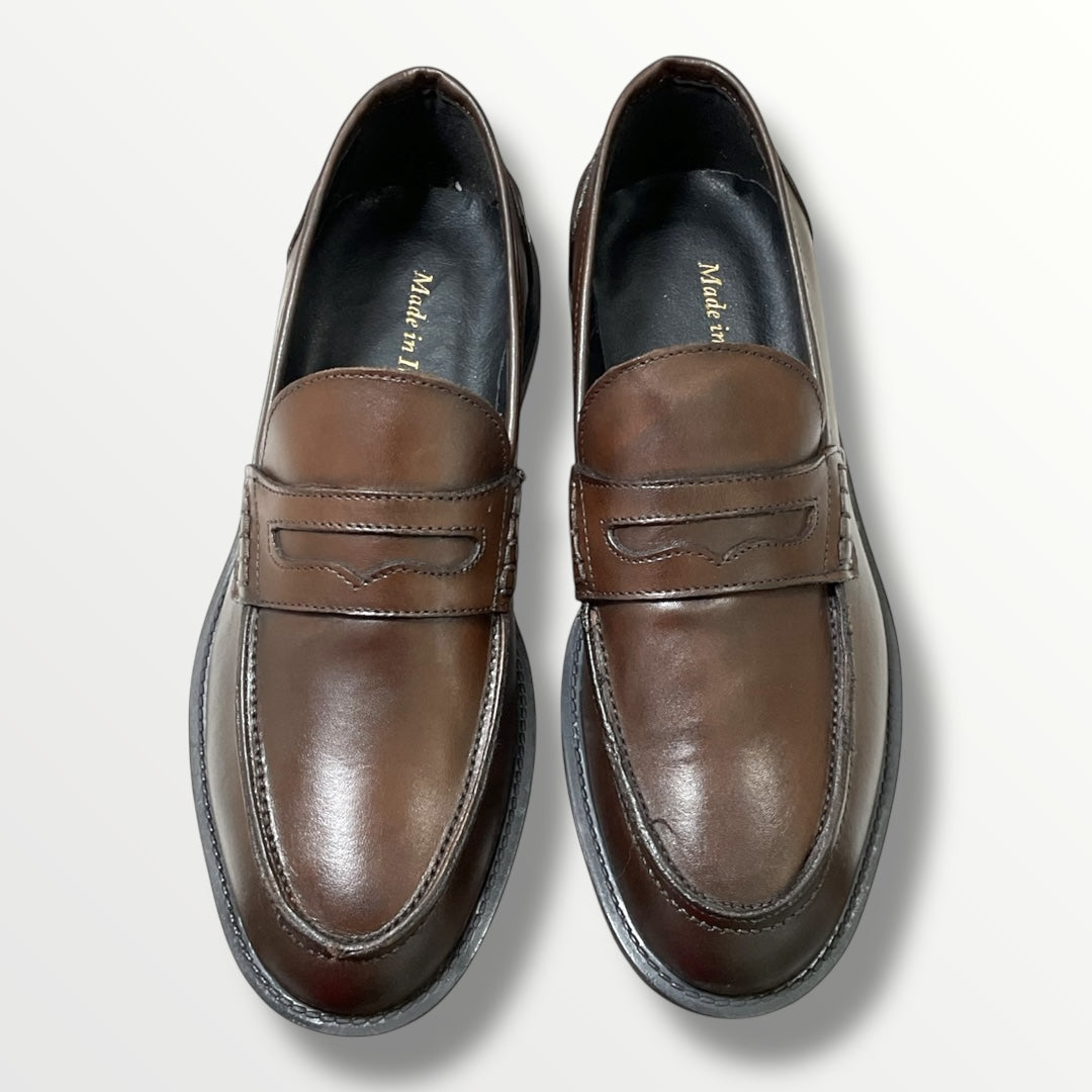 Mocassino in pelle di vitello legno fondo gomma CL pelle marrone