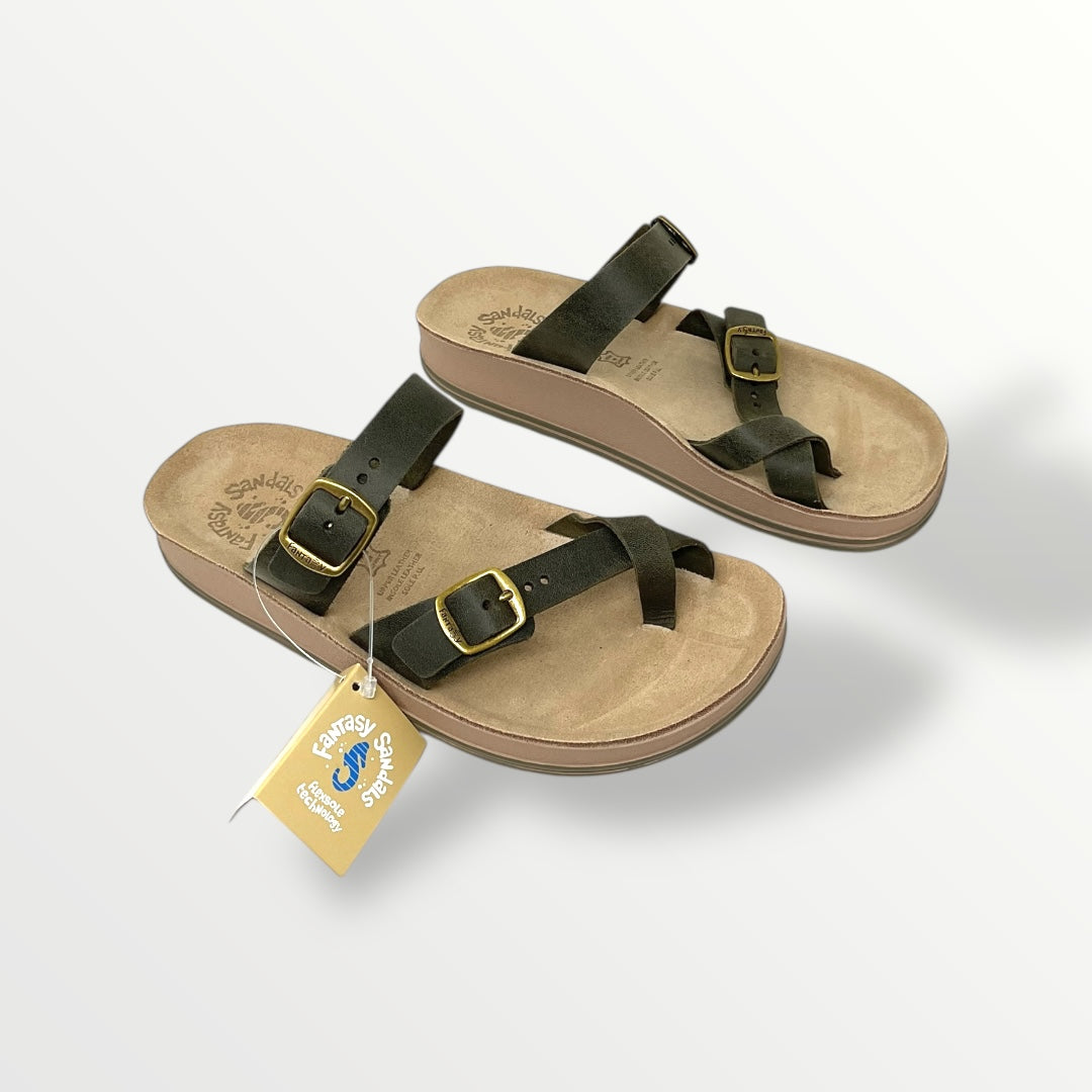 Sandalo FANTASY SANDALS pelle verde bosco S346 Caterina
