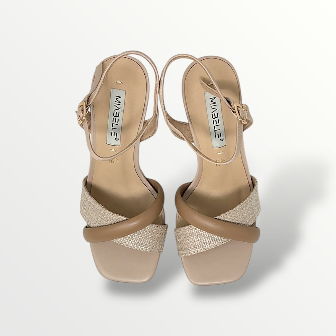 Sandalo nude e rafia tacco 9,5cm MB96