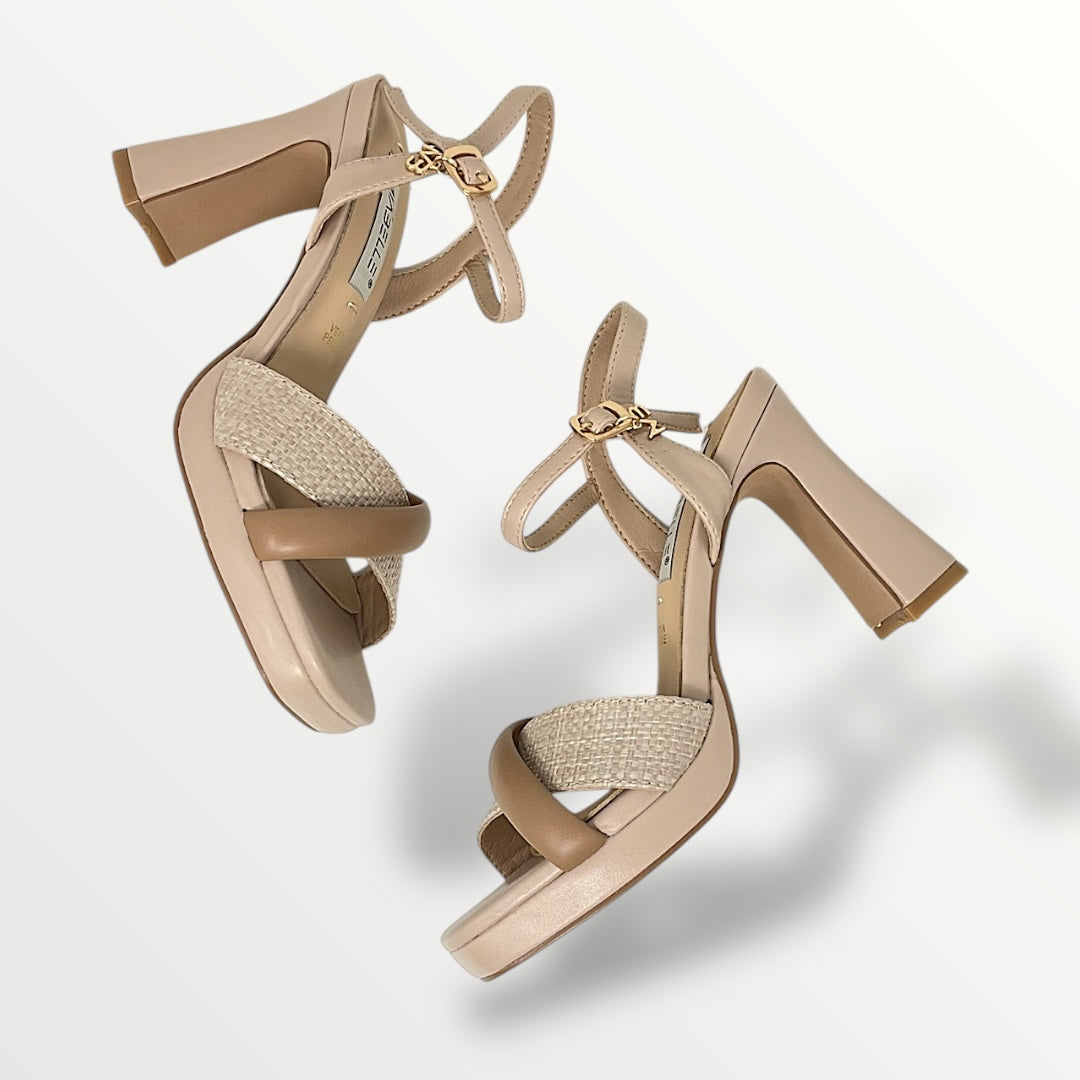 Sandalo nude e rafia tacco 9,5cm MB96