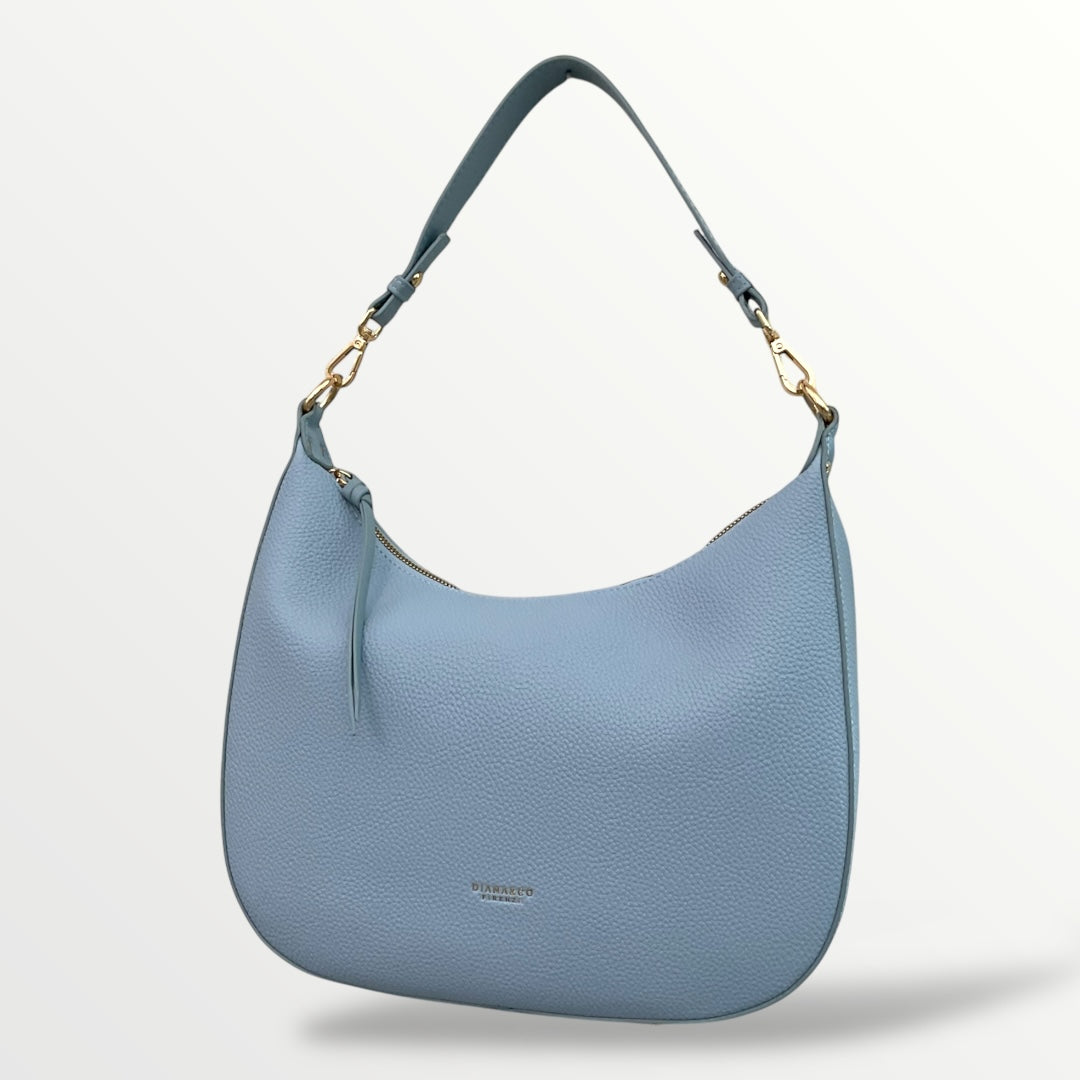 Borsa ovale donna con tracolla interna 126 celeste