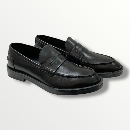Mocassino pelle di vitello nero fondo gomma CL pelle nero