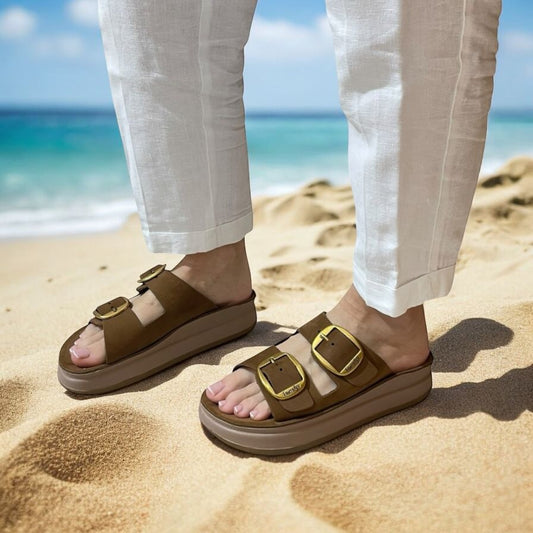 Sandalo FANTASY SANDALS in nabuk cuoio zeppa 4cm s1100 zefi