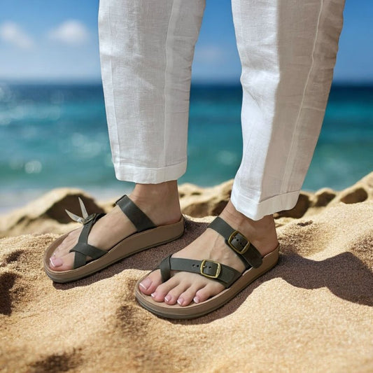 Sandalo FANTASY SANDALS  pelle verde bosco S346 Caterina