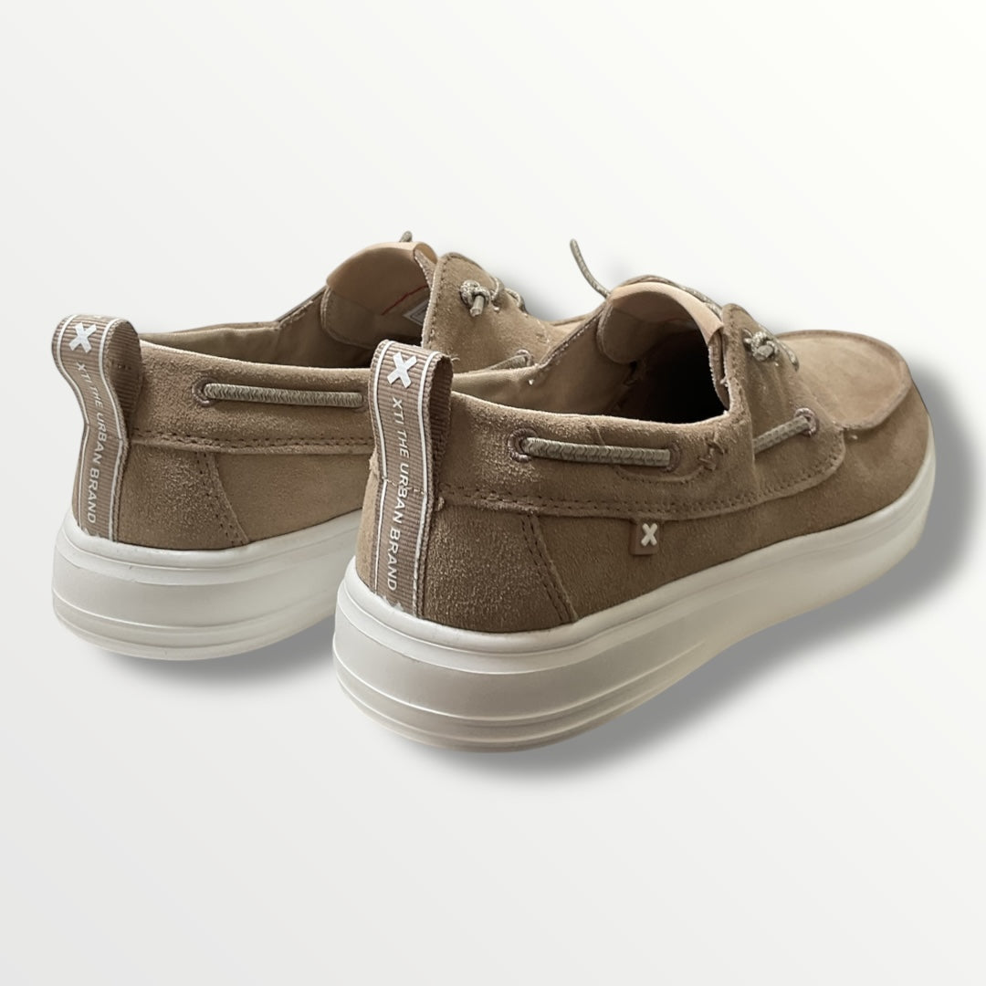 Mocassino stile navy camoscio Tortora fondo sneaker xty shoes 143604 beige