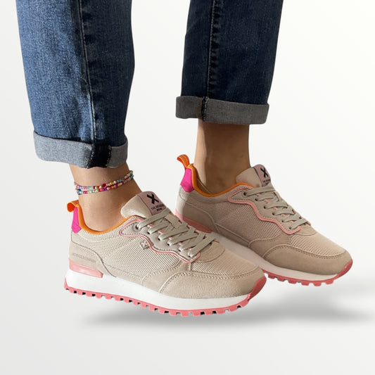 Sneakers donna xty shoes 143613 beige e Fuxia