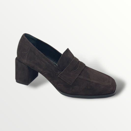 Mocassino camoscio t.Moro tacco 5cm Cristian Daniel