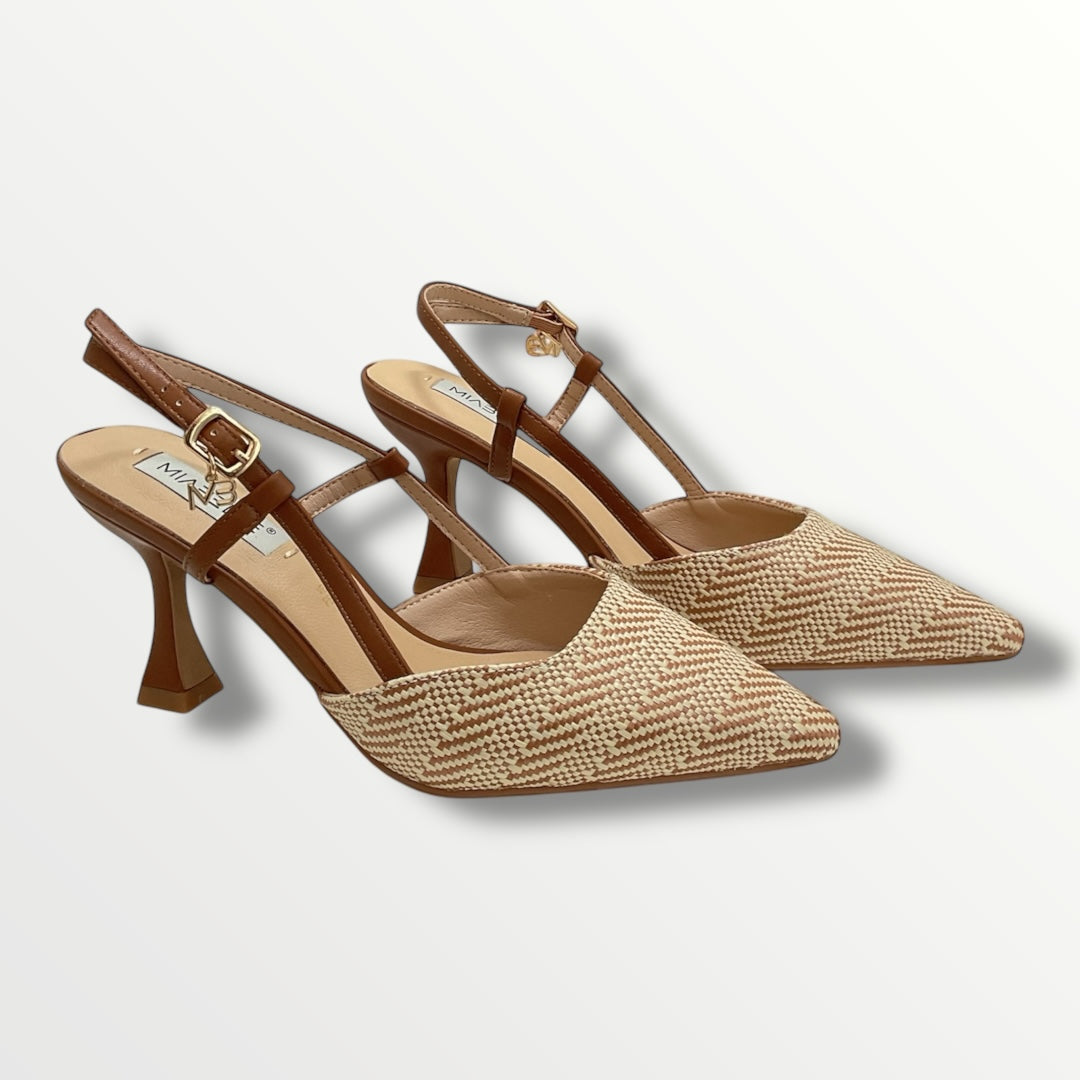 Chanel in rafia panna e cuoio di MIABELLE MB45 cuoio
